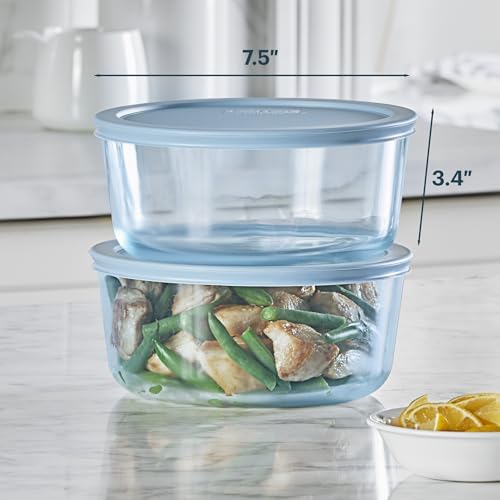 Pyrex Colors Tinted (7 Cup) Large Round Food Storage Container with Lid