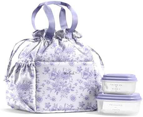 Fit & Fresh Cromwell Cinch Insulated Lunch Bag for Women w/Containers