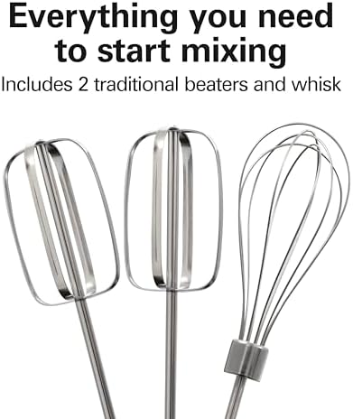 Hamilton Beach 6-Speed Electric Hand Mixer with Whisk,Traditional Beaters,Snap-On Storage Case,250 Watts,White,(Pack of 2)