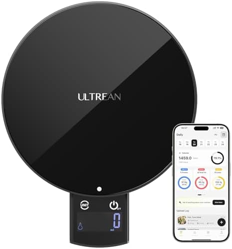 Ultrean Smart Food Scale with Nutritional Calculator, Kitchen Scale for Weight Loss, Food Weight Scale with App for Calorie & Macro Tracking, AI Scan, 33lb