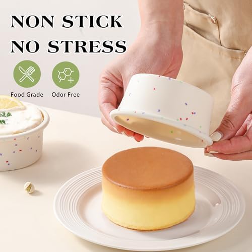4 Inch Silicone Round Cake Pans, Set of 4, Cream