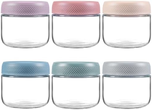 NETANY 6-pack 8oz Glass jars with Airtight Lids, Overnight Oats Containers with Lids, Wide mouth Mason Salad jars, Glass Food Storage Containers for Snacks Yogurt Spice Sugar