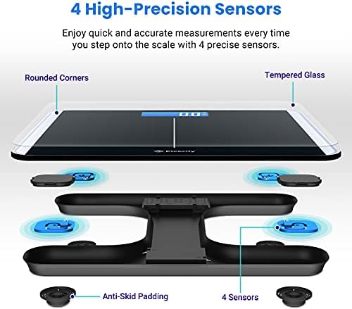 Etekcity Smart Scale for Body Weight and BMI, Bathroom Digital Electronic Weighing Scale for People, Bluetooth Free VeSync APP Connection, Rounded Corner, Accurate to 0.1lb/0.05kg, 400 lbs, Black