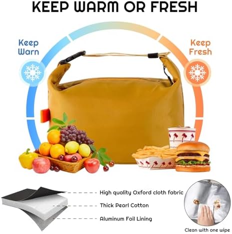 YUDANSI Large Capacity Lunch Bags for Men Women- Reusable Insulated Leakproof Lunch Box Tote Bag, Cool Bags for Adults,Thermal Cooler Bag for Work Picnic Travel -11L (Yellow)