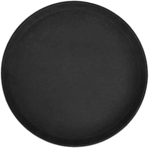 Winco Black Premium Round Fiberglass Glass Tray, 14" (Pack of 12)