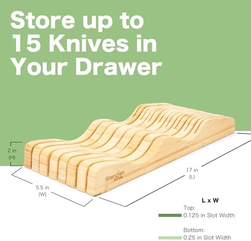 Shenzhen Knives Bamboo In-Drawer Knife Block – 15 Slot, Holds 12-15 Knives