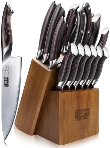 HOSHANHO 16PCS Knife Set, Ultra Sharp Japanese Kitchen Knife Set with Block