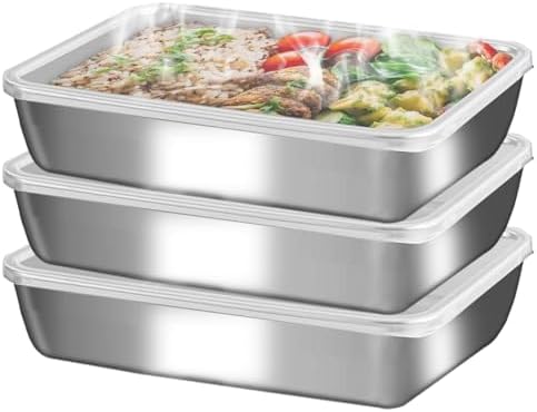 GIUOIDUO stainless steelFood Storage Containers setsstorage box with lidfreezer FrozenKitchen tray with lidOven plateSide dish plate Freezer & Dishwasher Safe