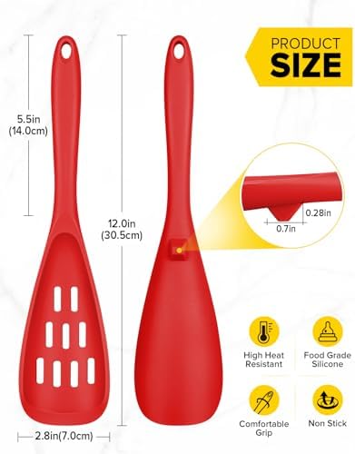 BUNDLEPRO Silicone Cooking Spoons for Nonstick Cookware, One-Piece, 2 Pack