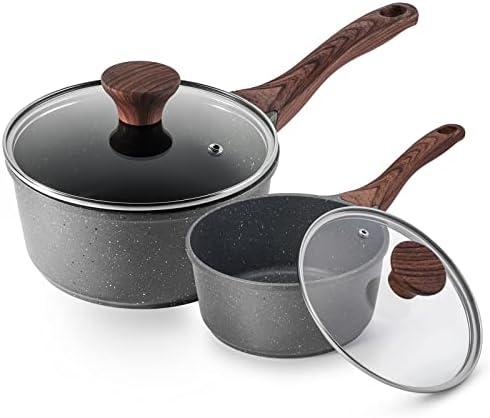 SENSARTE Nonstick Sauce Pan Set with Lid, 1.5+2 Quarts, PFOA/PFOS Free