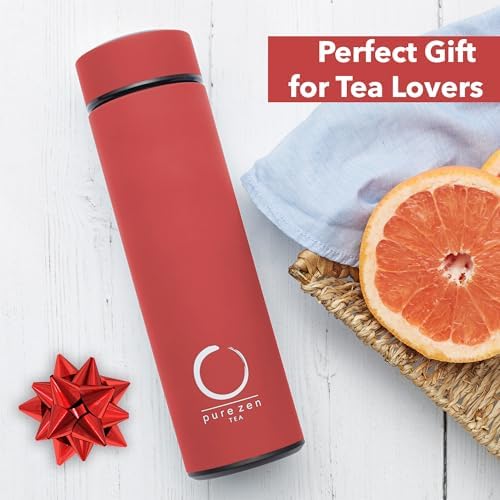 Pure Zen Tea Insulated Tea Infuser Bottle, 15 oz, Tea Thermos with Infuser