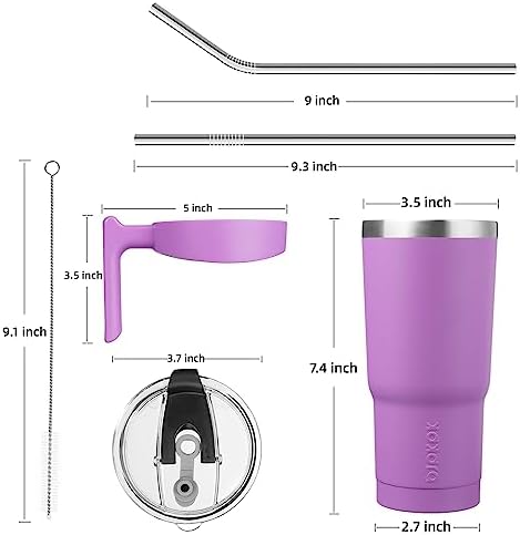 BJPKPK 20 oz Tumbler with Handle & Straw, Insulated Stainless Steel Mug