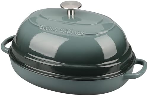 EDGING CASTING Enameled Oval Cast Iron Dutch Oven Pot with Lid, Bread Dutch Oven for Sourdough Bread Baking, Dutch Oven Bread, Bread Oven, 6QT, Slateblue