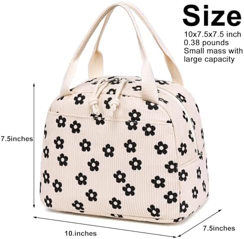 Bluboon Lunch Bag for Women Men Cute Corduroy Lunch Tote Bags Reusable Insulated Lunch Box Large Capacity Reusable Insulated Cooler for Work Picnic or Travel