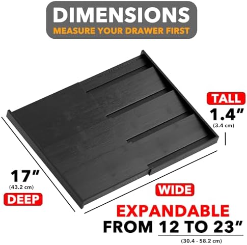 SpaceAid Bamboo Black Spice Drawer Organizer, (Need 3" Deep Drawer) Expandable 4 Tier Spices Rack for Cabinet, Kitchen Seasoning Storage Insert (Jars Not Included, From 12" to 23" Wide)