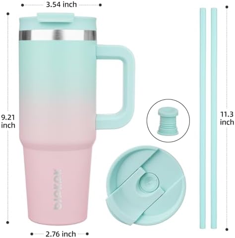 BJPKPK 30 oz Insulated Tumbler with Handle & Straw, Stainless Steel