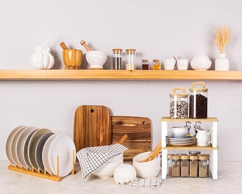 4 Pcs Kitchen Organizer Accessories Set for Cabinet, Wood, 11.8 x 7.9''