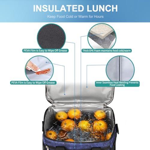 iknoe Insulated Lunch Bag, Foldable 8.5L Cooler Bag for Men & Women, Lunch Box