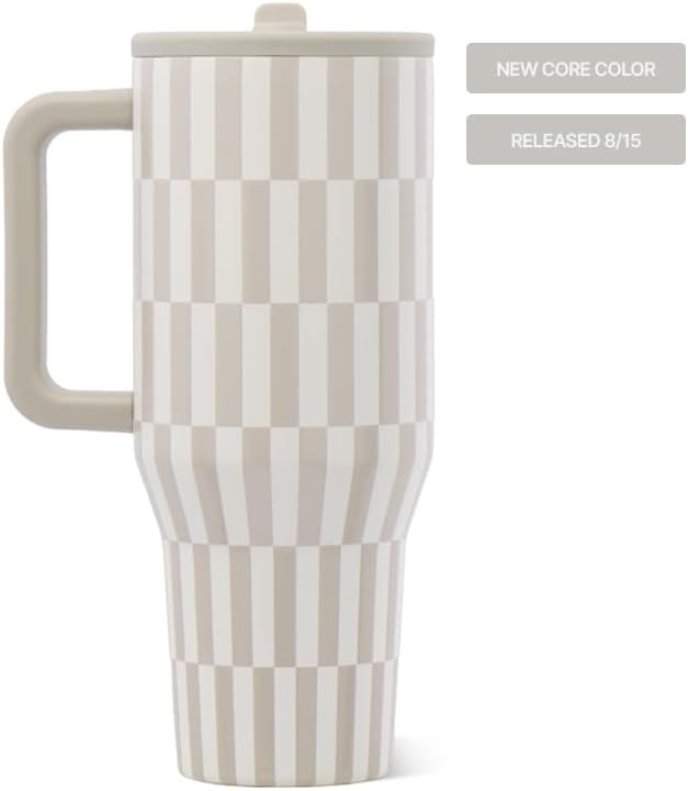 HydroJug Traveler 32oz, Insulated Tumbler with Handle & Straw, Latte