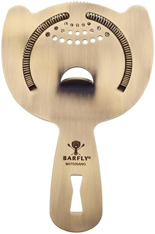Barfly Bar Heavy Duty Spring Bar Strainer, Antique Gold