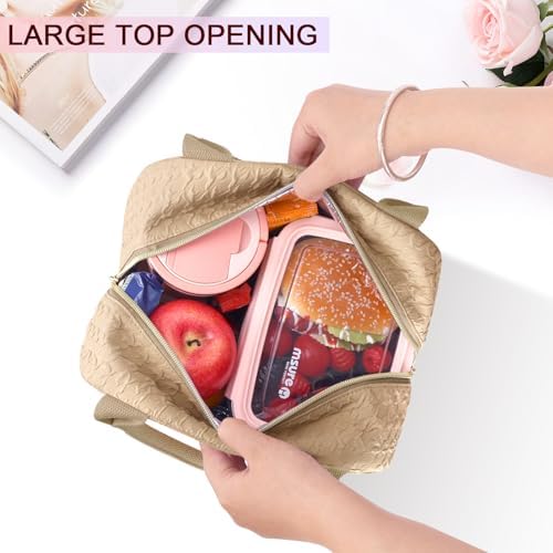 Joymee Lunch Bag Women Insulated Lunch Box Reusable Leakproof Large Spacious Cooler Tote for Women Men Adult for Work Office Travel Picnic -Khaki