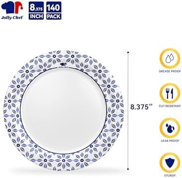 JOLLY CHEF 8.37 inch Disposable Paper Plates 140 Count