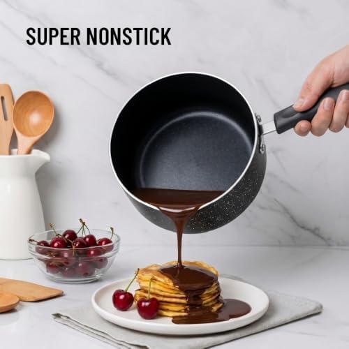 Nonstick Saucepan with Lid, Non Stick 1Qt & 2Qt & 3Qt Sauce Pan Set with Silicone Handle,Small Milk Pot with Glass Lid for Home Kitchen