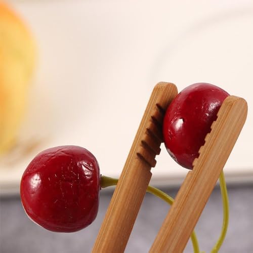 2Pcs Bamboo Toaster Tongs 6.6in/7in Long Tongs Food Clip Kitchen Tongs for Tea Bread Pickle BBQ Salad, Cooking and Holding, Cooking Tongs, Cooking Utensils(1 straight and 1 bent)