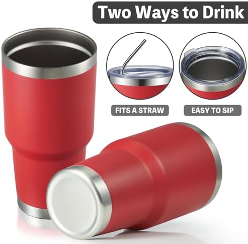 MEWAY 30oz Tumbler Double Wall Vacuum Insulated Travel Mug, Stainless Steel Tumbler with Lid, Durable Powder Coated Insulated Coffee Cup for Cold & Hot Drinks (Coral red,1 PACK)