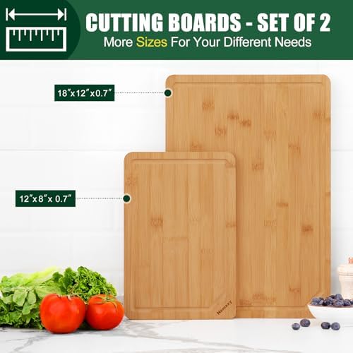 Homaxy Organic Bamboo Cutting Boards Set for Kitchen Set of 2