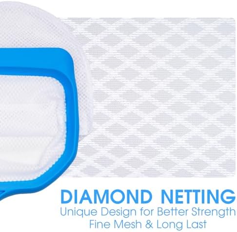 TidyMister Pool Skimmer Net with Front Double Layer Net, Ultra Fine Mesh Diamond Netting Pool Leaf Rake for Above Ground Pools & In-ground Pools, Fit with 1-1/4'' Standard Pole