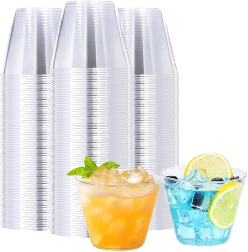 BYSNOW 300 Pack 9 oz Clear Plastic Cups, Disposable Plastic Cocktail Cups