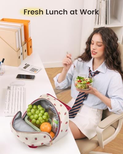 LOVEVOOK Insulated Lunch Bag for Women Men, Cute Fit and Fresh Lunch Box