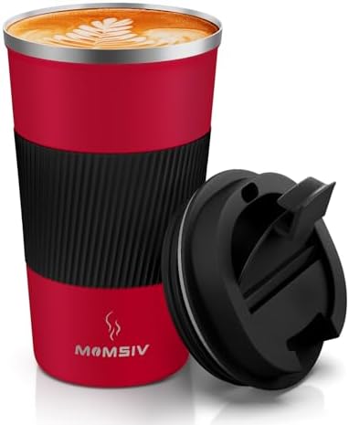 MOMSIV 17oz Travel Coffee Mug, Insulated Coffee Cup with Leakproof Lid