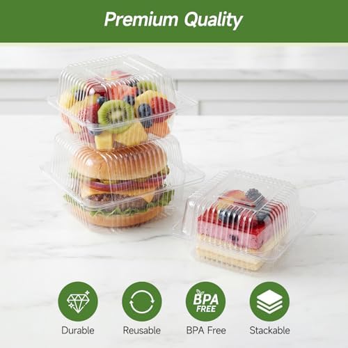 Dealusy 100 Pack Extra Heavy Duty Clear Slice Cake Carriers