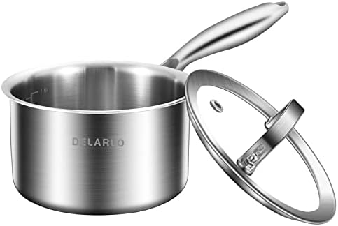 DELARLO Full-body Clad Tri-ply Stainless Steel 1 Quart Saucepan with Lid