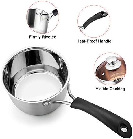 TeamFar 1 Quart Saucepan, Stainless Steel Saucepan with Lid