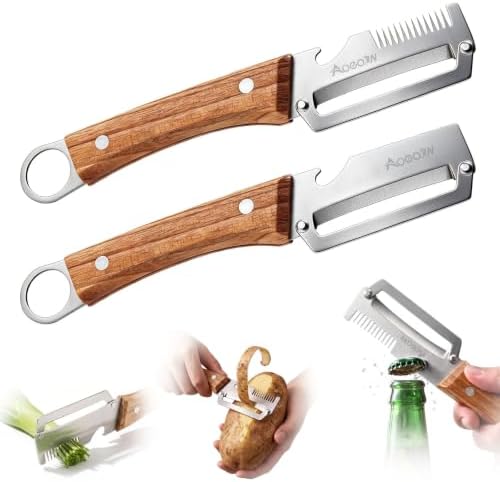 2 PCS Multifunctional Vegetable Peeler, 3-in-1 Stainless Steel Peeler Knife