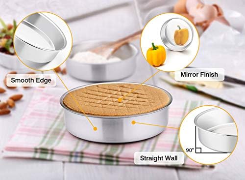 TeamFar 8 Inch Cake Pan, 3 Pcs Round Cake Pan Tier Cake Pan Set