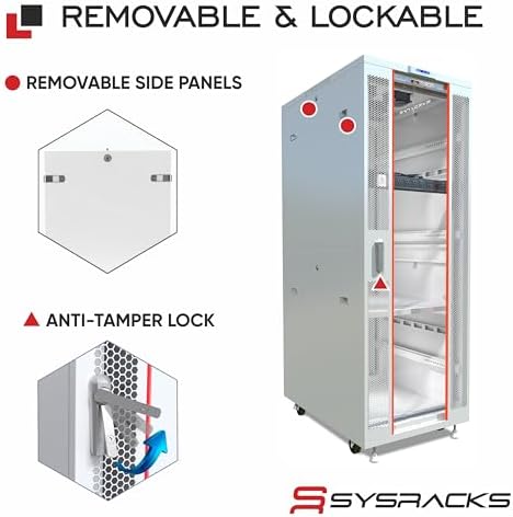 42U Home Server Rack Cabinet – 19" Floor Standing Network Rack, 35" Deep Homelab Rack with Locking Glass Door, Cooling Fans, PDU & Shelf for NAS, Router, Switch and AV Equipment