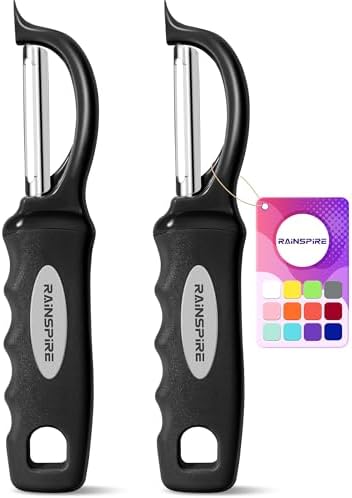 Swivel Vegetable Peeler Soft Comfort Handle Sturdy Long-Lasting 2Pcs Black