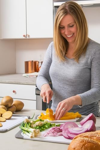 Cutting Boards for Kitchen - BPA-Free Chopping Board - Different Sizes & Non Slip Handles - Reversible, Large Cutting Board Set - Unique Gifts for Cooks Who Have Everything - 6-Pack Gray