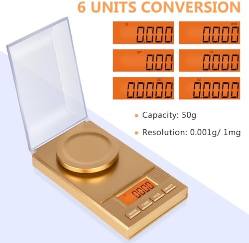 Fuzion Digital Milligram Scale 50g/0.001g, Powder Scale 6-in-1 Kit