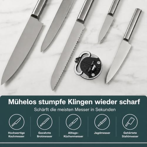 AnySharp – GLOBAL – Easy to Use, Hands Free Knife Sharpener - Silver