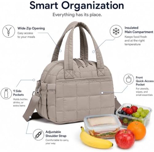 CAMTOP Lunch Box for Women Men Insulated Lunch Bag Lunch Tote Bag Leakproof Thermal Cooler Large Capacity for Travel Work School Picnic (Camel Plaid, Medium)