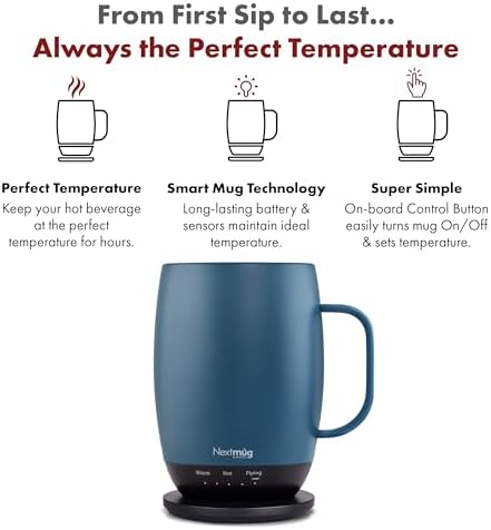 Nextmug Plus - Temperature-Controlled, Self-Heating Coffee Mug