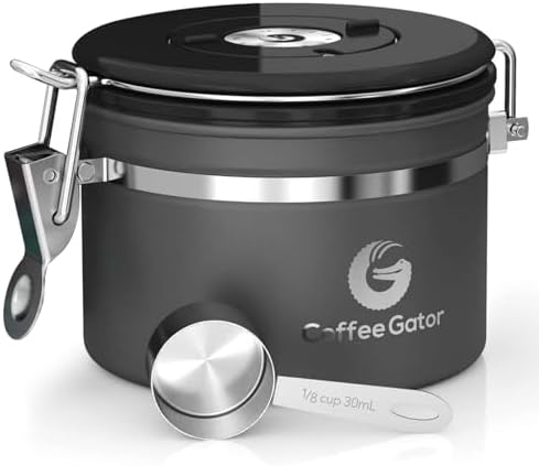 Coffee Gator Coffee Canister, 11oz Airtight Stainless Steel Container