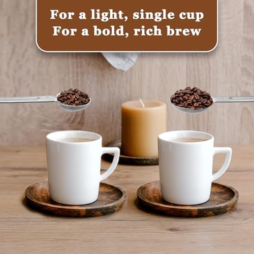 Double Sided Measuring Spoon Stainless Steel Coffee Scoop Teaspoon Measuring Spoon 1 Tsp (5ml) & 1 Tbsp (15ml) Dual-Measure Long-Handle Spoons Coffee Measurings Spoons (Sliver)