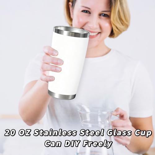 HAOLI 1 Pack 20oz Stainless Steel Tumbler with Lid/White
