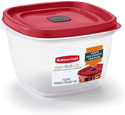 Rubbermaid Easy Find Vented Lid Food Storage Containers 7-Cup Red